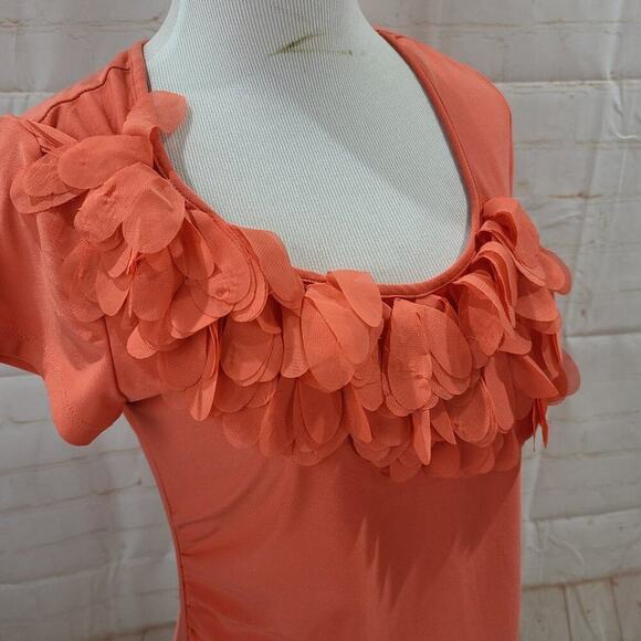 Cato orange/peach blouse with fringe on collar - Picture 5 of 14
